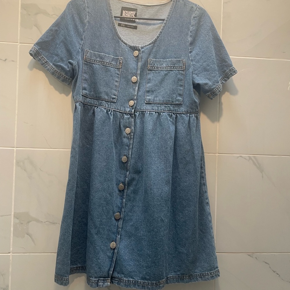Reclaimed vintage babydoll style button down denim dress